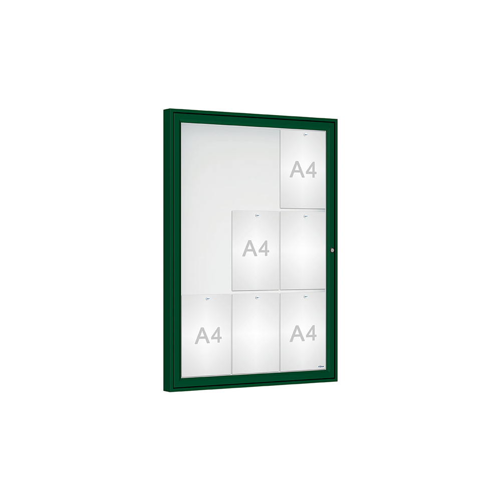 Vitrine Classique RAL6005 - Verre sécurisé - 9 A4 - 1050x750mm - PROCITY - 406352.6005