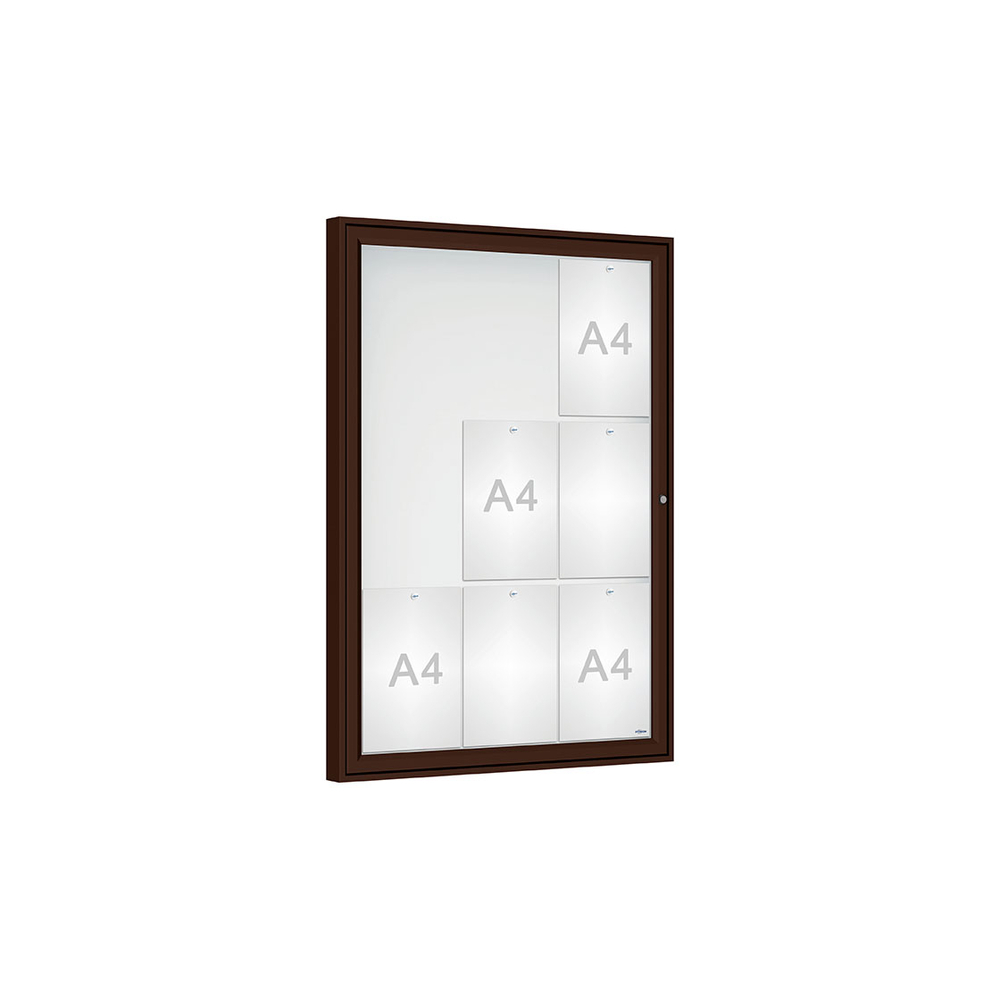 Vitrine Classique RAL8017 - Verre sécurisé - 9 A4 - 1050x750mm - PROCITY - 406352.8017