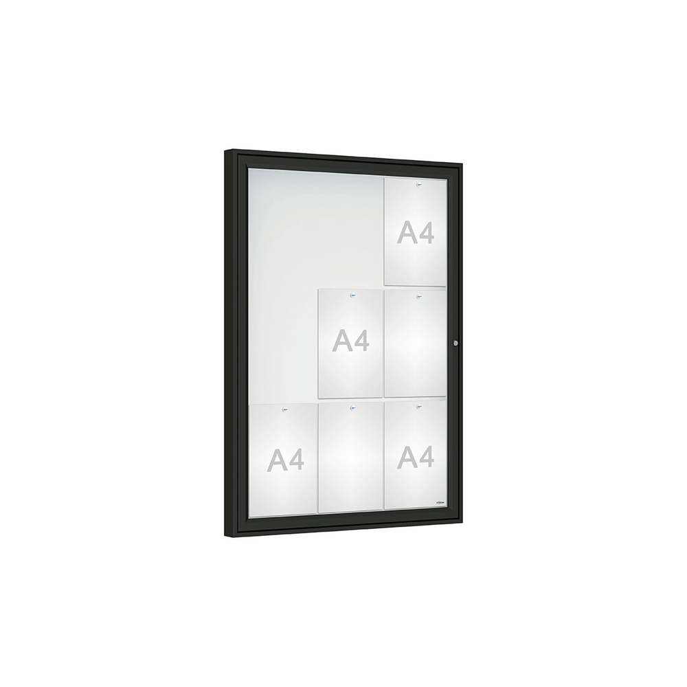 Vitrine Classique RAL9005 - Verre sécurisé - 9 A4 - 1050x750mm - PROCITY - 406352.9005