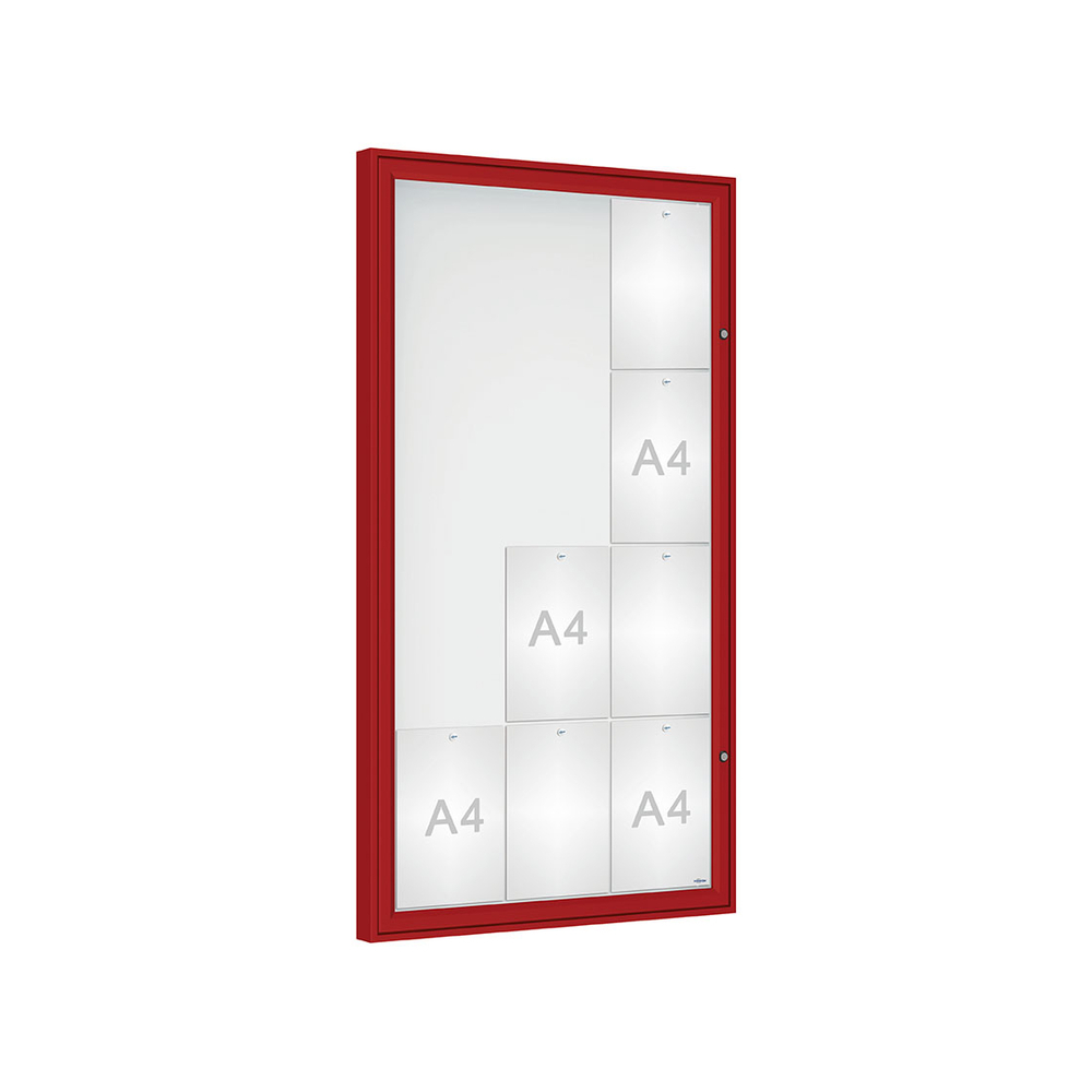 Vitrine Classique RAL3004 - Verre sécurisé - 12 A4 - 1350x750mm - PROCITY - 406353.3004