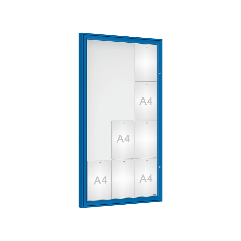 Vitrine Classique RAL5010 - Verre sécurisé - 12 A4 - 1350x750mm - PROCITY - 406353.5010