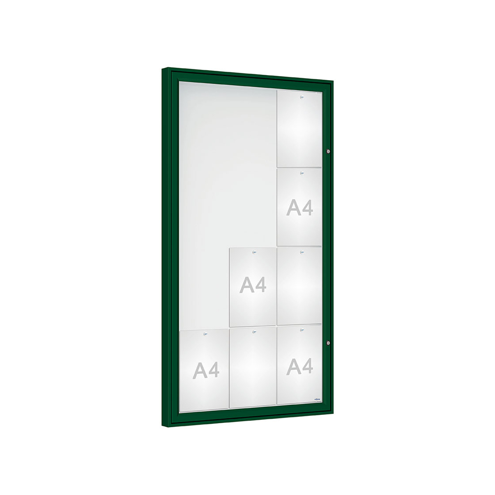 Vitrine Classique RAL6005 - Verre sécurisé - 12 A4 - 1350x750mm - PROCITY - 406353.6005