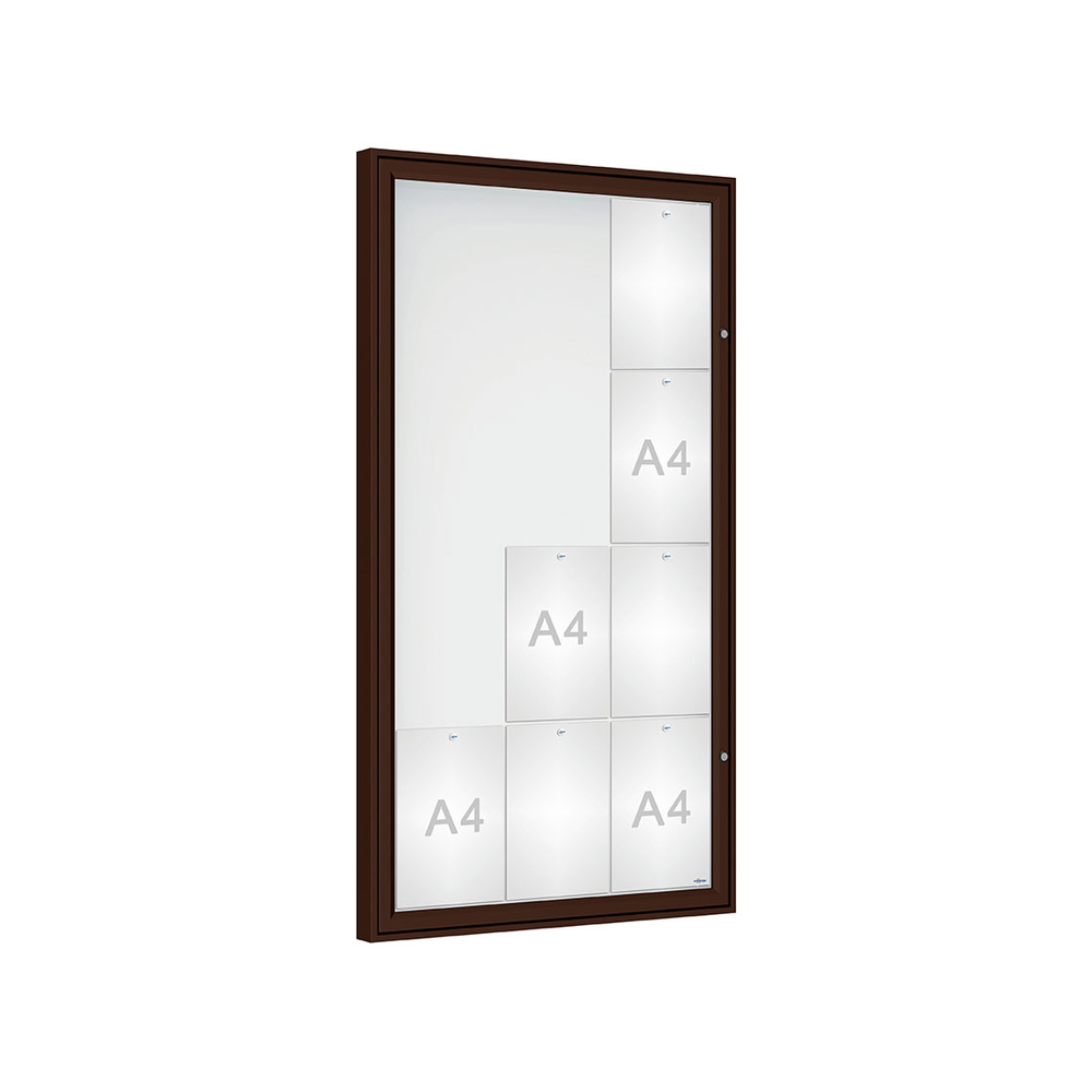 Vitrine Classique RAL8017 - Verre sécurisé - 12 A4 - 1350x750mm - PROCITY - 406353.8017