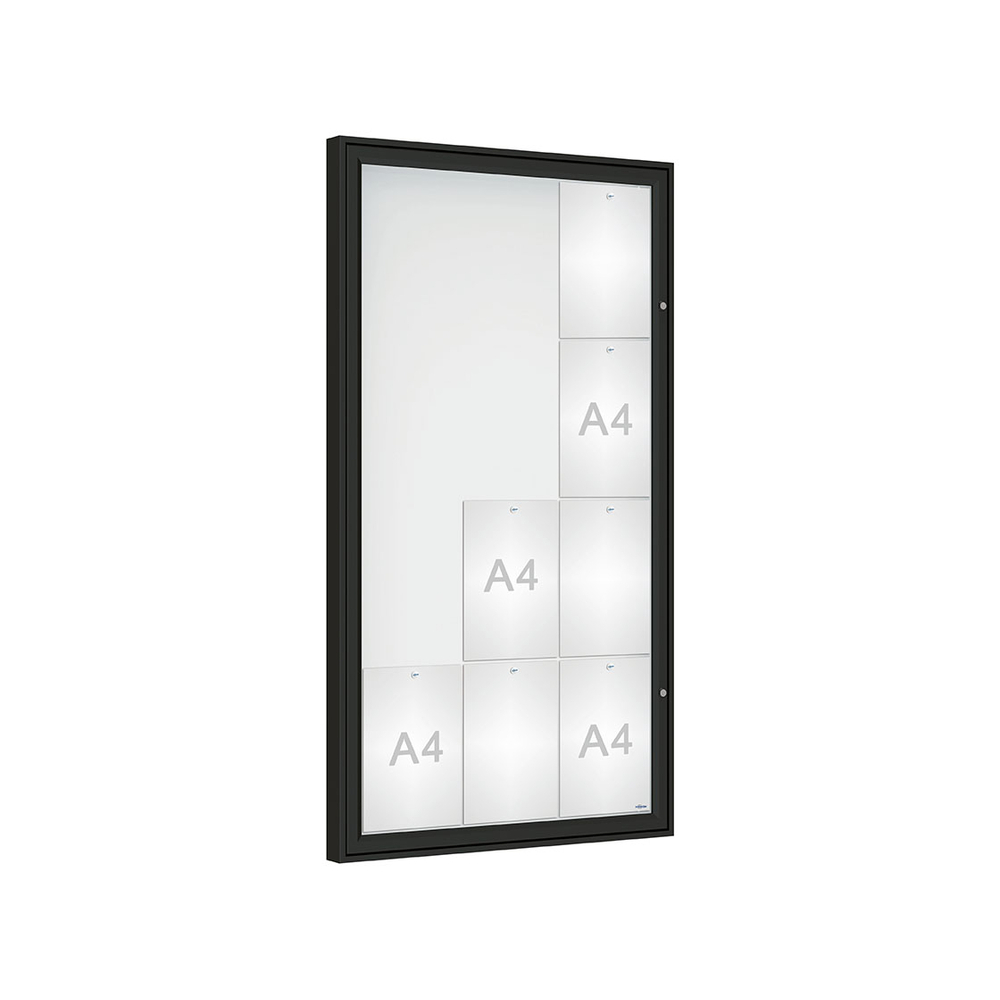 Vitrine Classique RAL9005 - Verre sécurisé - 12 A4 - 1350x750mm - PROCITY - 406353.9005
