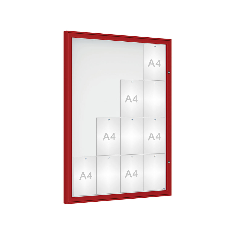 Vitrine Classique RAL3004 - Verre sécurisé - 16 A4 - 1350x1000mm - PROCITY - 406354.3004