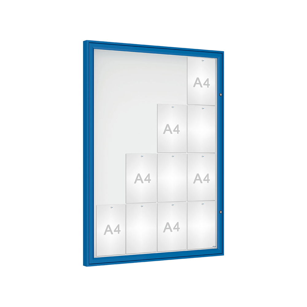Vitrine Classique RAL5010 - Verre sécurisé - 16 A4 - 1350x1000mm - PROCITY - 406354.5010