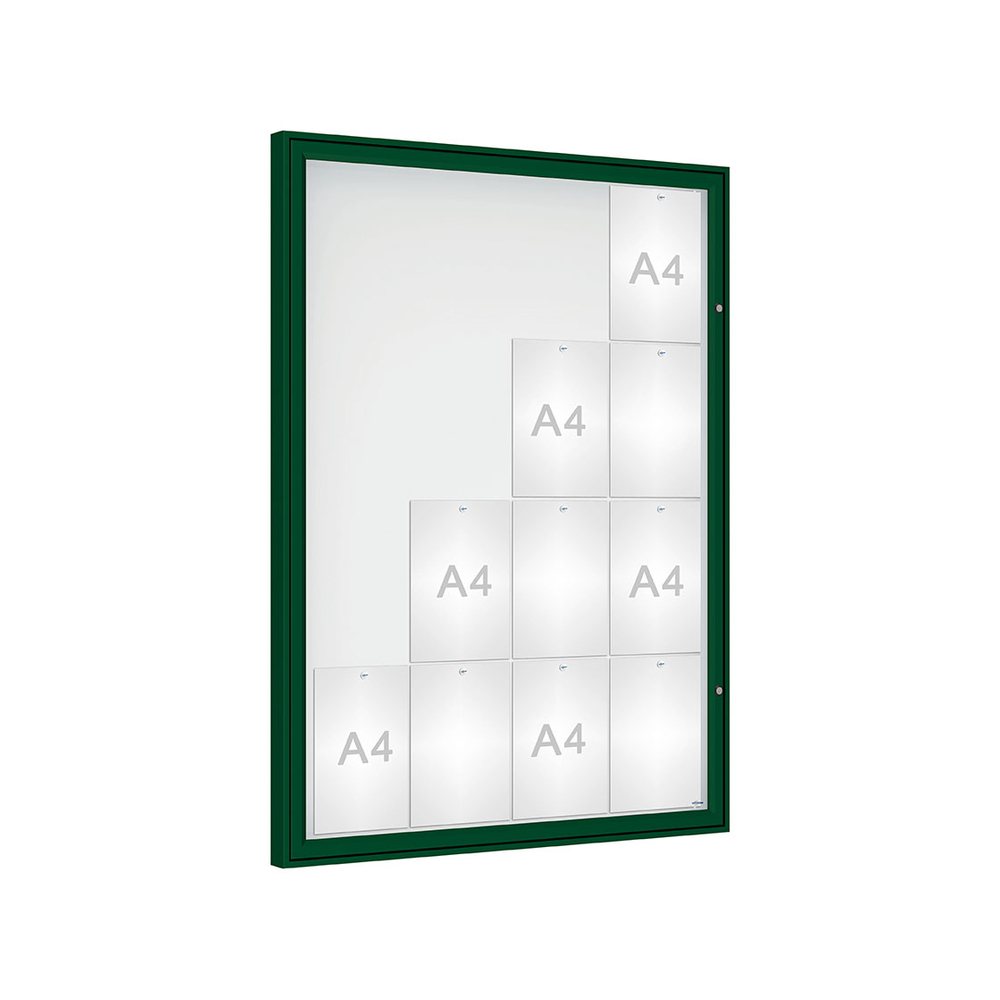 Vitrine Classique RAL6005 - Verre sécurisé - 16 A4 - 1350x1000mm - PROCITY - 406354.6005