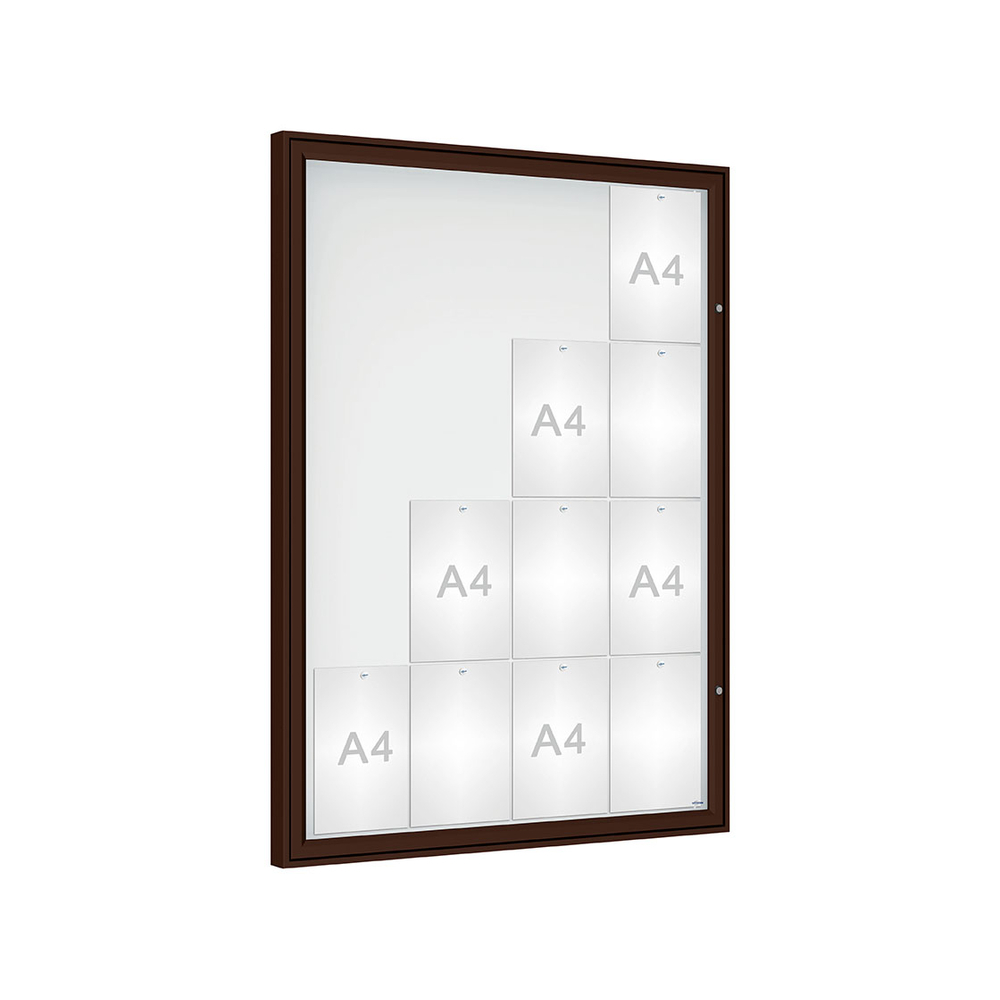 Vitrine Classique RAL8017 - Verre sécurisé - 16 A4 - 1350x1000mm - PROCITY - 406354.8017