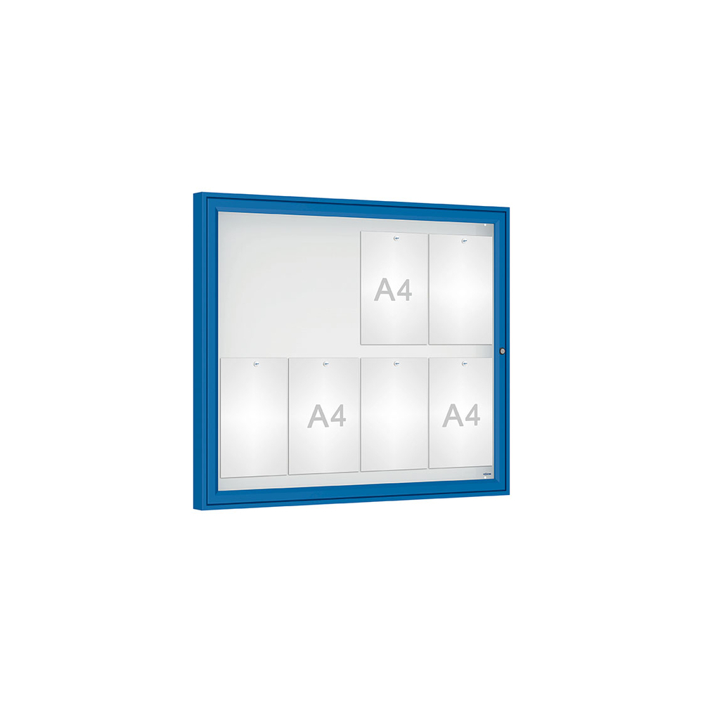 Vitrine Classique RAL5010 - Verre sécurisé - 8 A4 - 830x980mm - PROCITY - 406480.5010