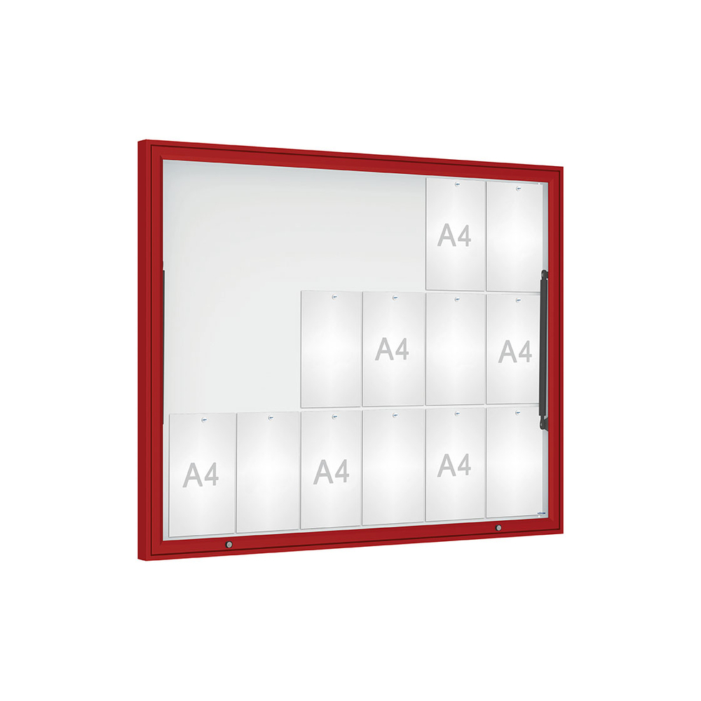 Vitrine Classique RAL3004 - Verre sécurisé - 18 A4 - 1080x1330mm - PROCITY - 406481.3004