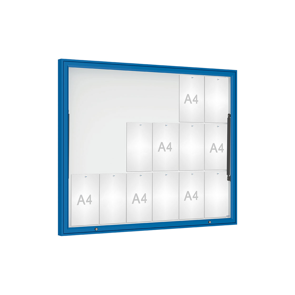 Vitrine Classique RAL5010 - Verre sécurisé - 18 A4 - 1080x1330mm - PROCITY - 406481.5010