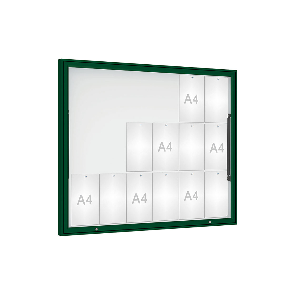 Vitrine Classique RAL6005 - Verre sécurisé - 18 A4 - 1080x1330mm - PROCITY - 406481.6005