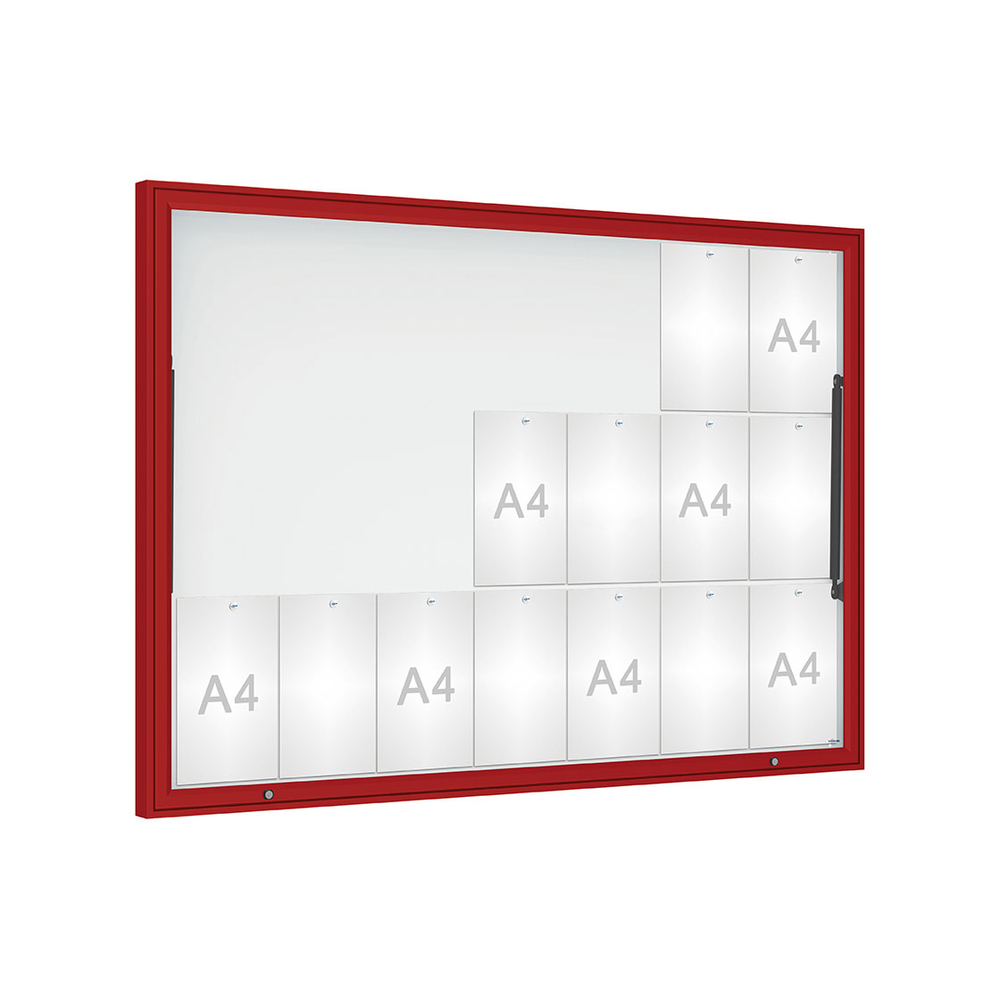 Vitrine Classique RAL3004 - Verre sécurisé - 21 A4 - 1130x1600mm - PROCITY - 406482.3004