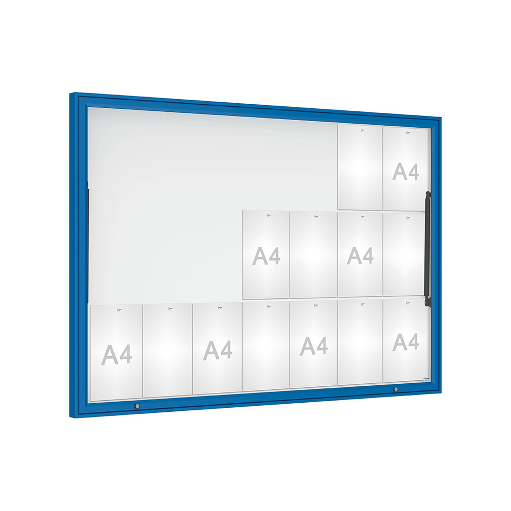 Vitrine Classique RAL5010 - Verre sécurisé - 21 A4 - 1130x1600mm - PROCITY - 406482.5010