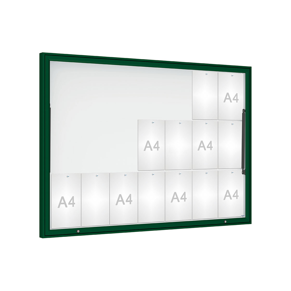 Vitrine Classique RAL6005 - Verre sécurisé - 21 A4 - 1130x1600mm - PROCITY - 406482.6005