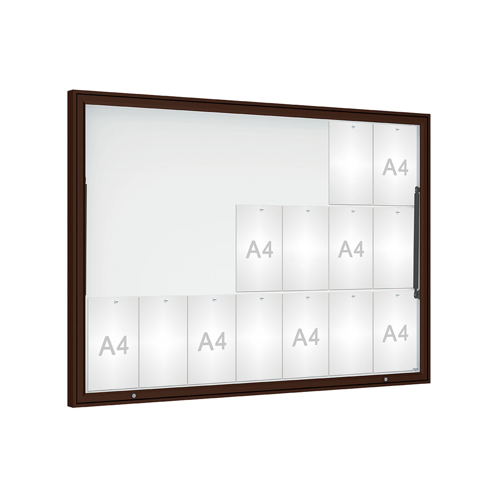 Vitrine Classique RAL8017 - Verre sécurisé - 21 A4 - 1130x1600mm - PROCITY - 406482.8017