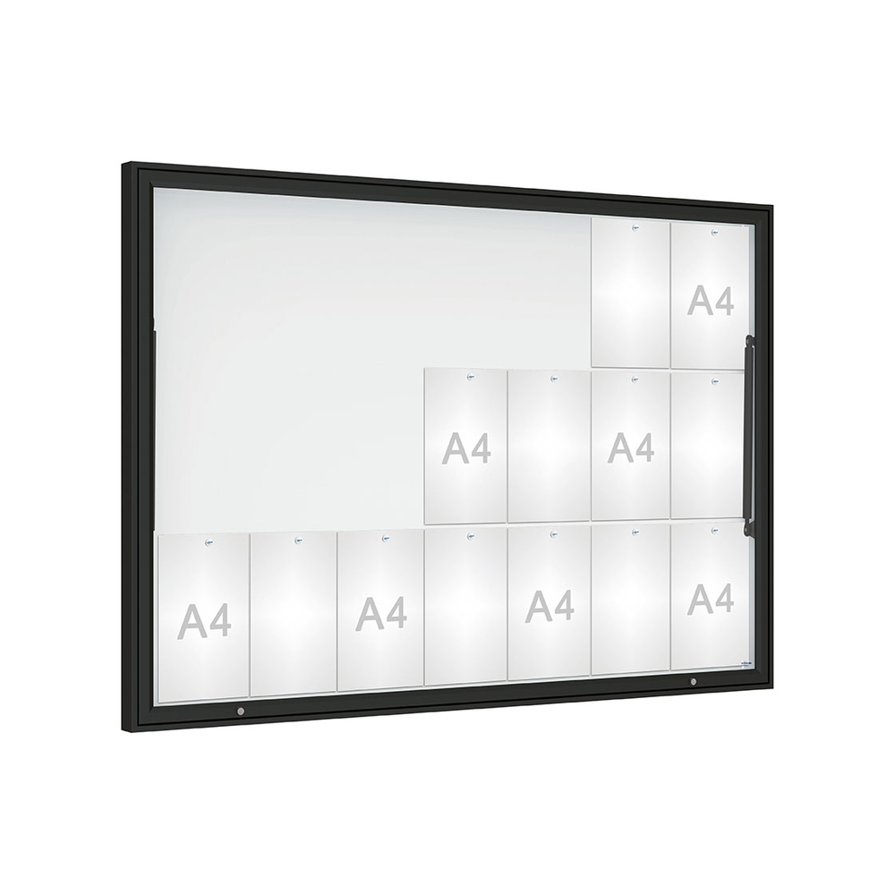 Vitrine Classique RAL9005 - Verre sécurisé - 21 A4 - 1130x1600mm - PROCITY - 406482.9005