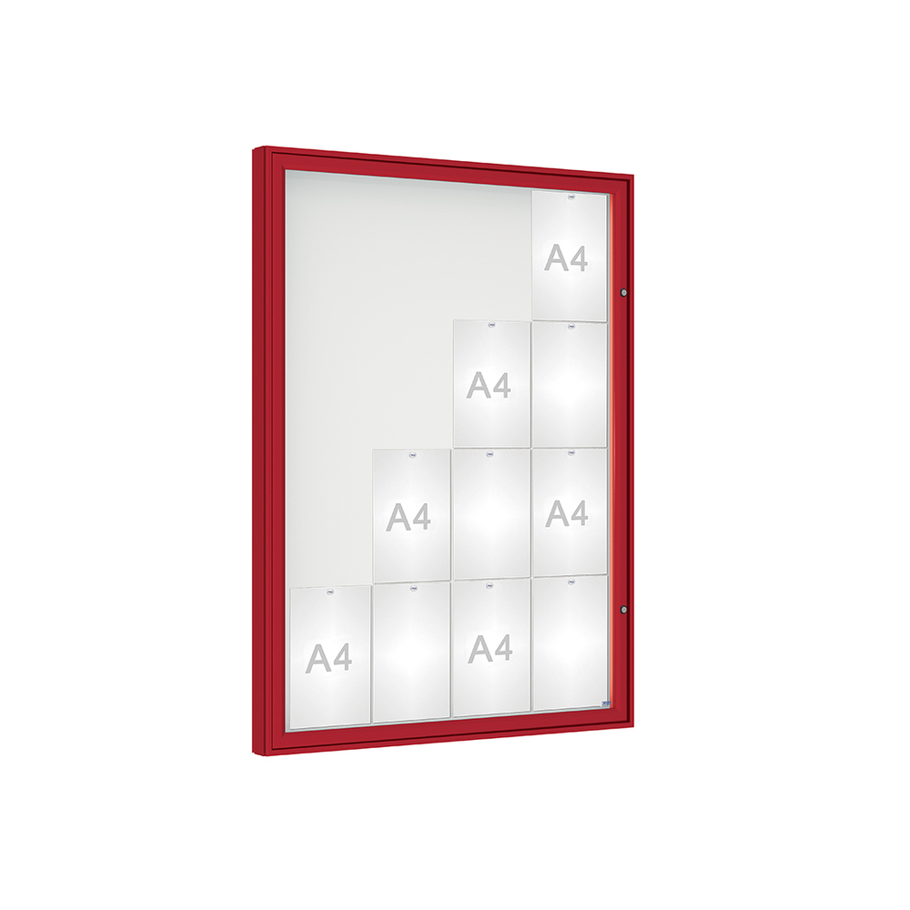 Vitrine 1000mm RAL3004 - Plexichocs - 16 A4 - 1350x1000mm - PROCITY - 407003.3004