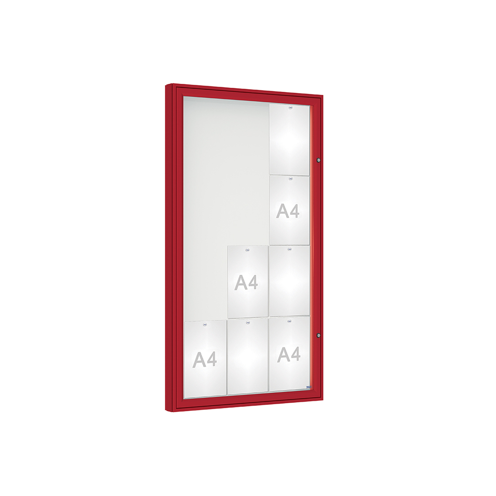 Vitrine 1000mm RAL3004 - Verre sécurisé - 12 A4 - 1350x750mm - PROCITY - 407352.3004