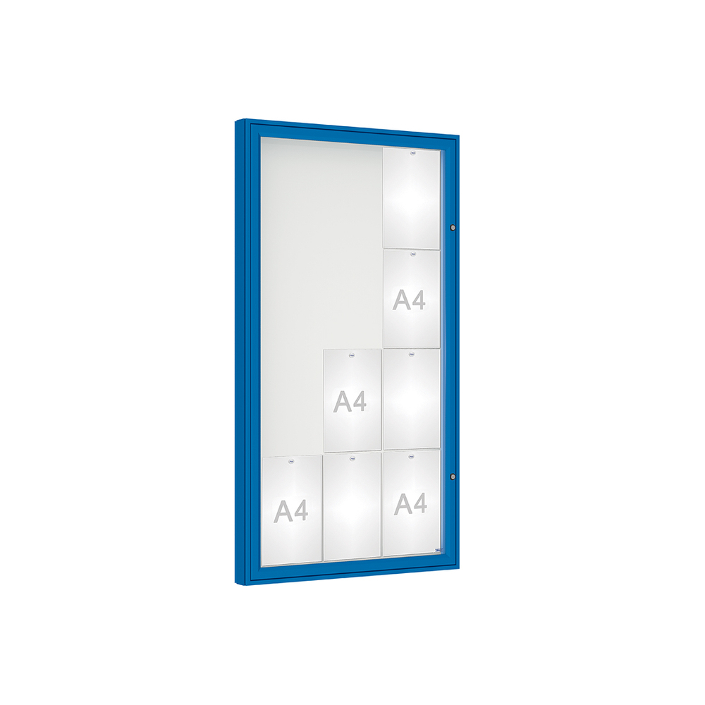 Vitrine 1000mm RAL5010 - Verre sécurisé - 12 A4 - 1350x750mm - PROCITY - 407352.5010