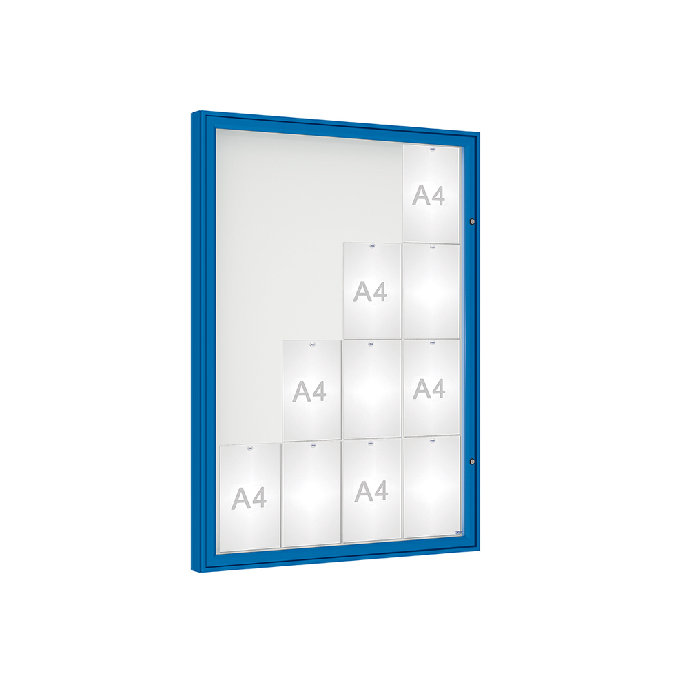 Vitrine 1000mm RAL5010 - Verre sécurisé - 16 A4 - 1350x1000mm - PROCITY - 407353.5010