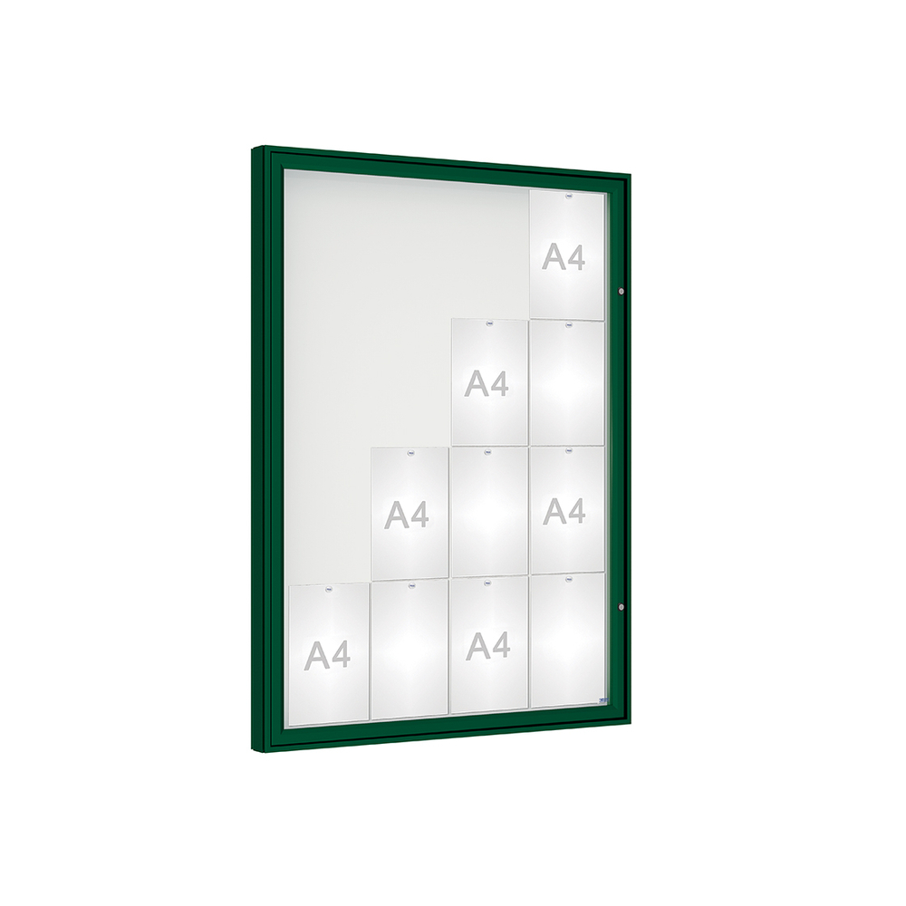 Vitrine 1000mm RAL6005 - Verre sécurisé - 16 A4 - 1350x1000mm - PROCITY - 407353.6005