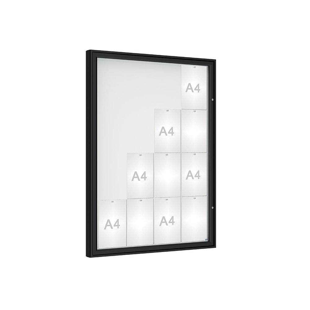 Vitrine 1000mm RAL9005 - Verre sécurisé - 16 A4 - 1350x1000mm - PROCITY - 407353.9005