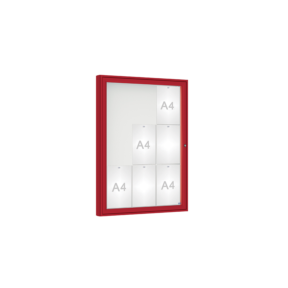 Vitrine 1000mm RAL3004 - Verre sécurisé - 9 A4 - 1000x750mm - PROCITY - 407400.3004