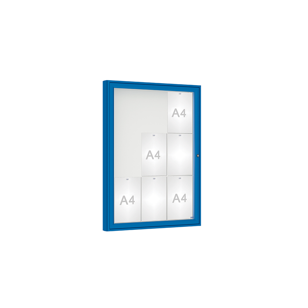 Vitrine 1000mm RAL5010 - Verre sécurisé - 9 A4 - 1000x750mm - PROCITY - 407400.5010