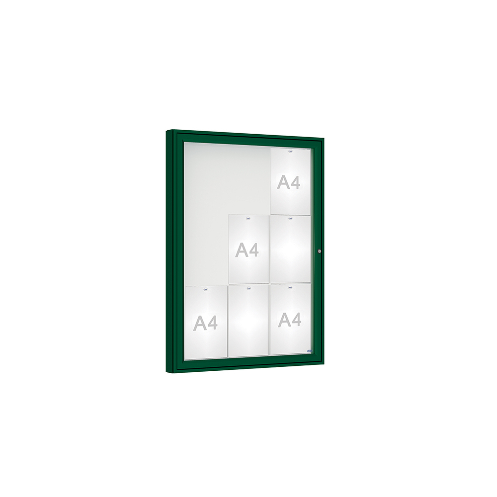 Vitrine 1000mm RAL6005 - Verre sécurisé - 9 A4 - 1000x750mm - PROCITY - 407400.6005