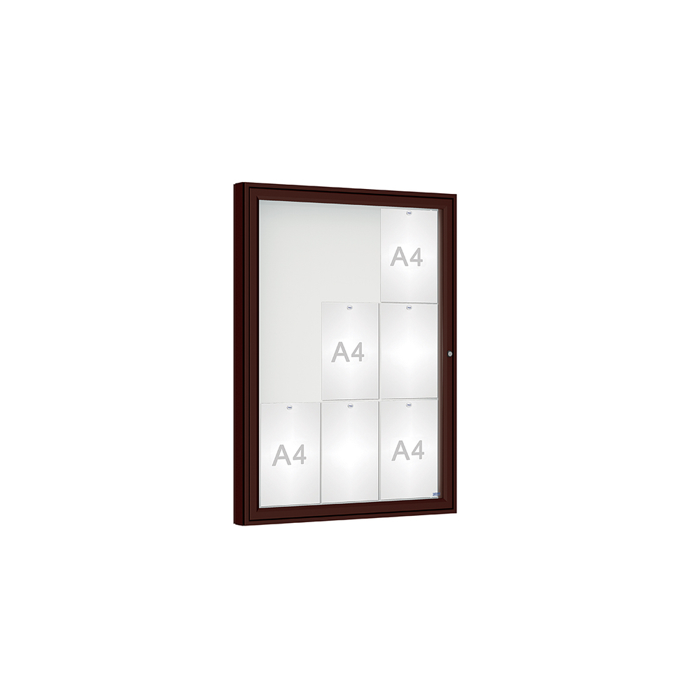 Vitrine 1000mm RAL8017 - Verre sécurisé - 9 A4 - 1000x750mm - PROCITY - 407400.8017