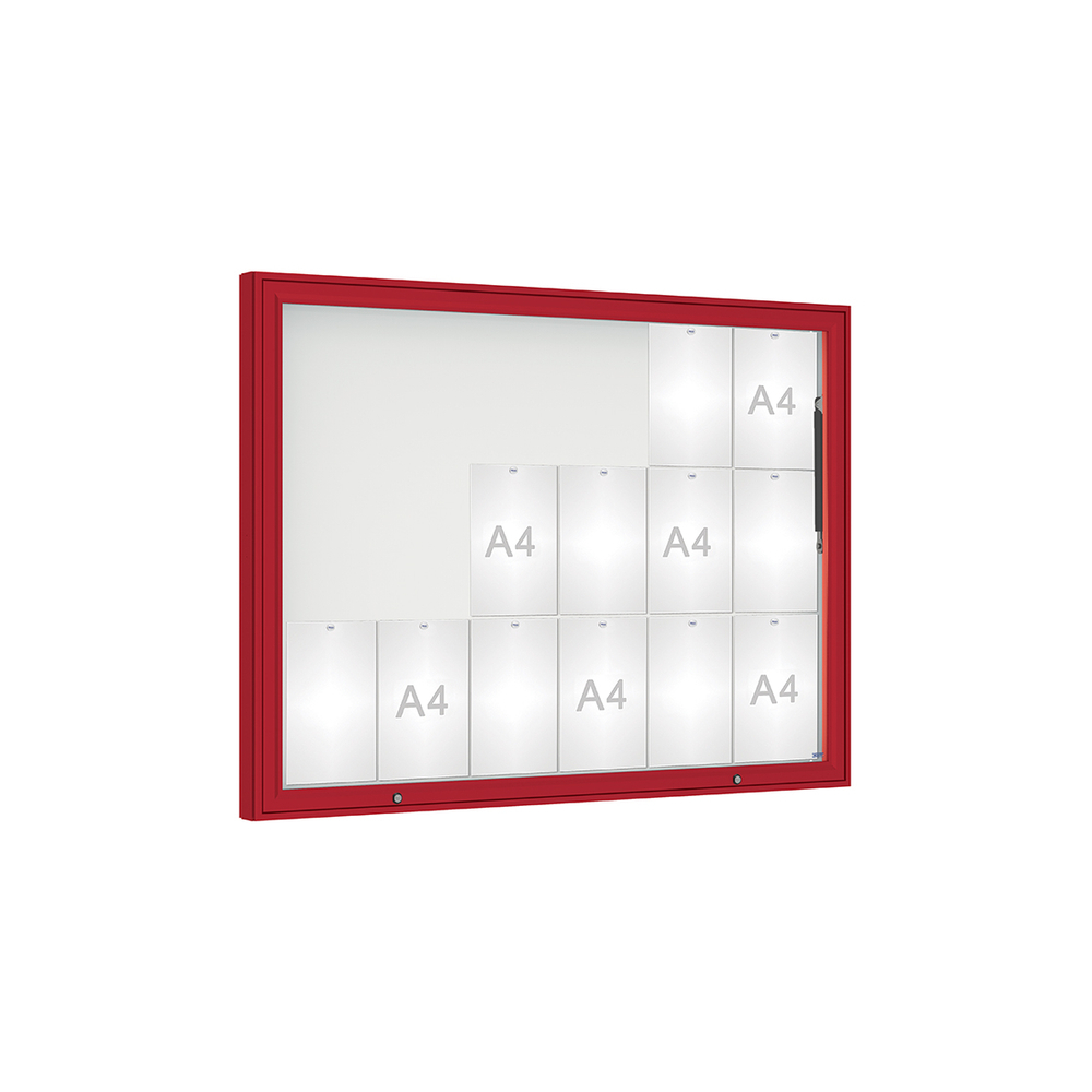 Vitrine 1000mm RAL3004 - Verre sécurisé - 18 A4 - 1000x1350mm - PROCITY - 407401.3004