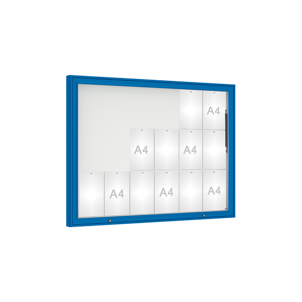 Vitrine 1000mm RAL5010 - Verre sécurisé - 18 A4 - 1000x1350mm - PROCITY - 407401.5010