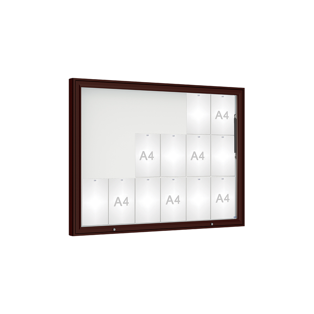 Vitrine 1000mm RAL8017 - Verre sécurisé - 18 A4 - 1000x1350mm - PROCITY - 407401.8017