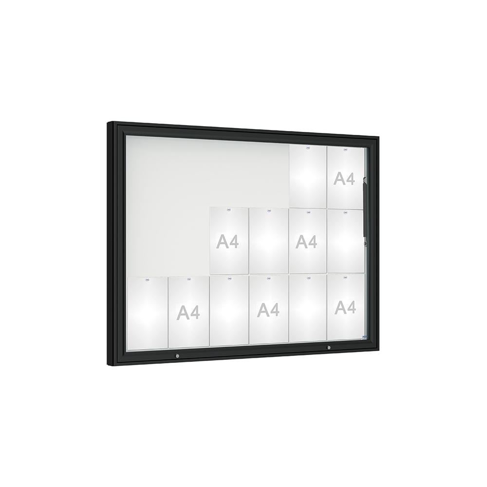 Vitrine 1000mm RAL9005 - Verre sécurisé - 18 A4 - 1000x1350mm - PROCITY - 407401.9005