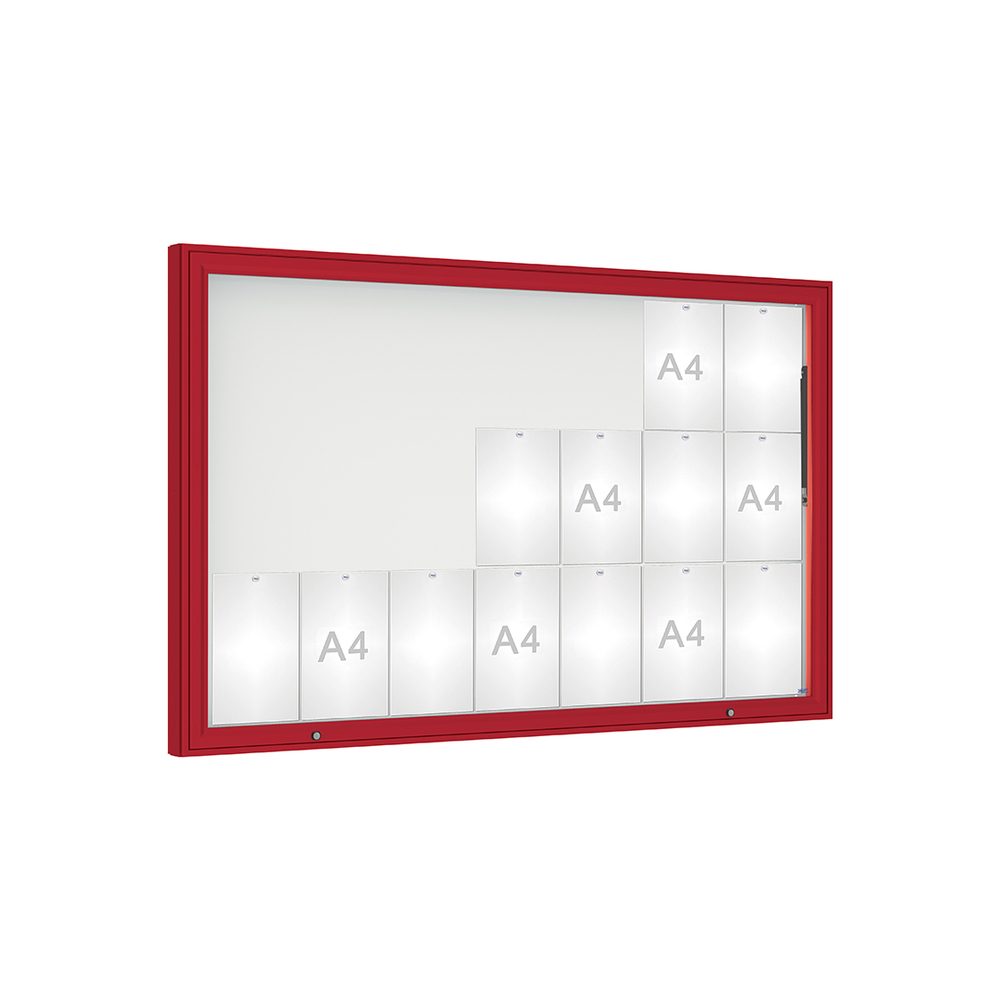 Vitrine 1000mm RAL3004 - Verre sécurisé - 21 A4 - 1000x1600mm - PROCITY - 407402.3004