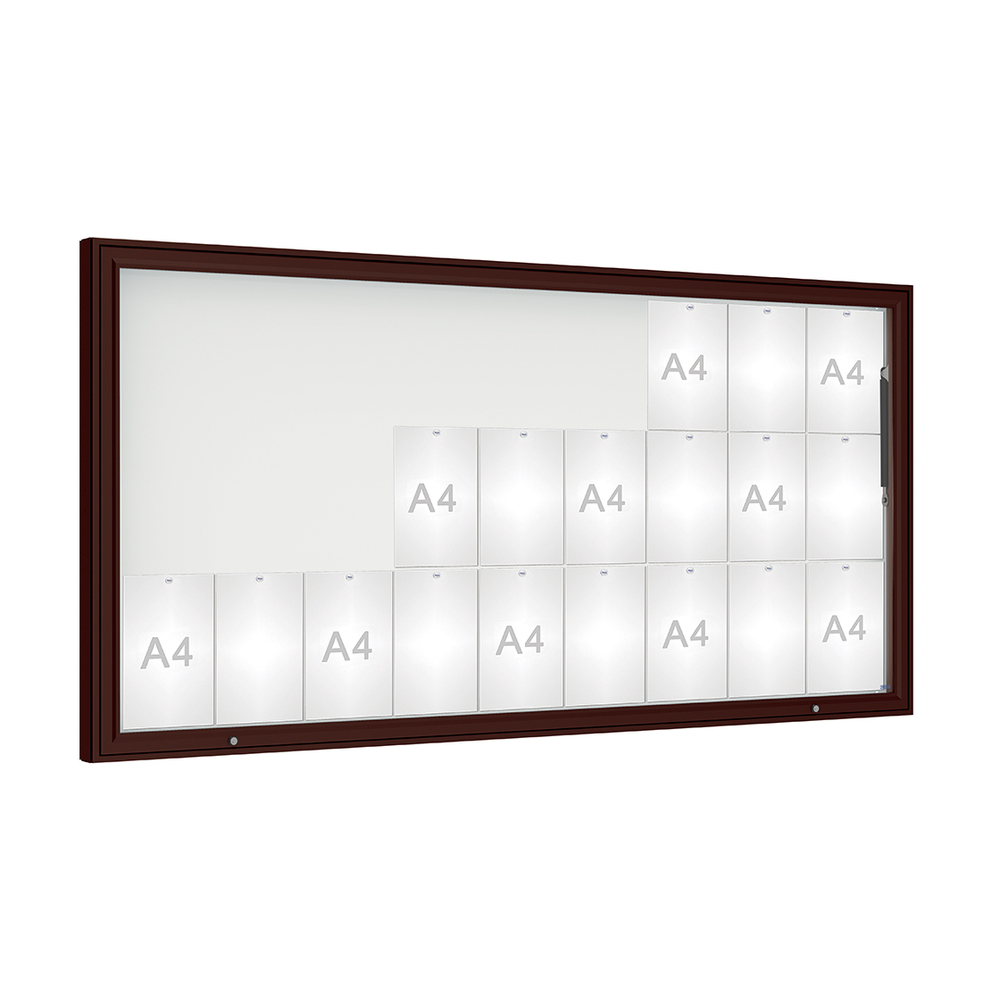 Vitrine 1000mm RAL8017 - Verre sécurisé - 27 A4 - 1000x2010mm - PROCITY - 407403.8017