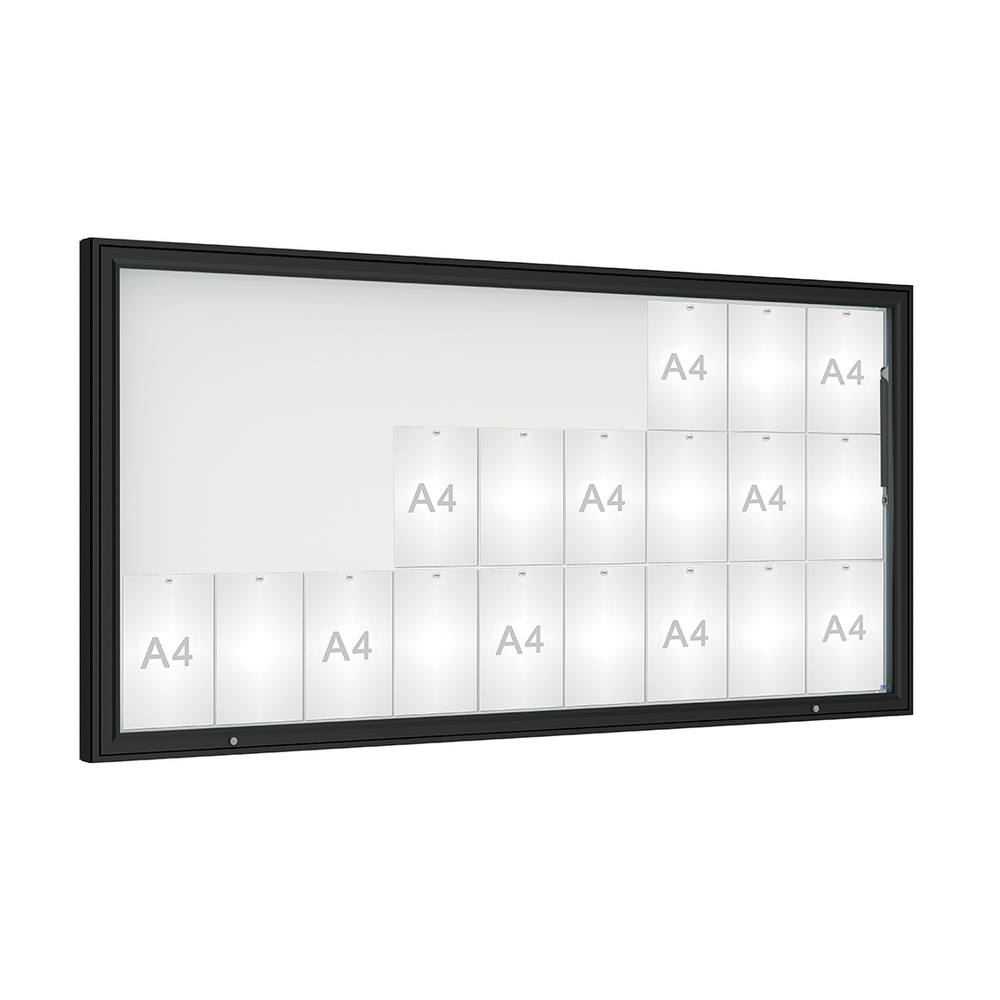 Vitrine 1000mm RAL9005 - Verre sécurisé - 27 A4 - 1000x2010mm - PROCITY - 407403.9005