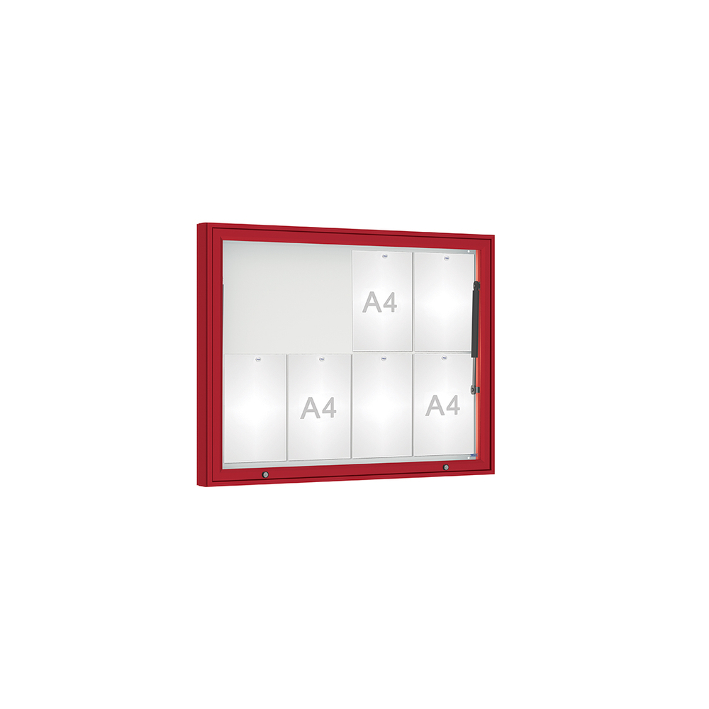 Vitrine 1000mm RAL3004 - Verre sécurisé - 8 A4 - 750x1000mm - PROCITY - 407404.3004