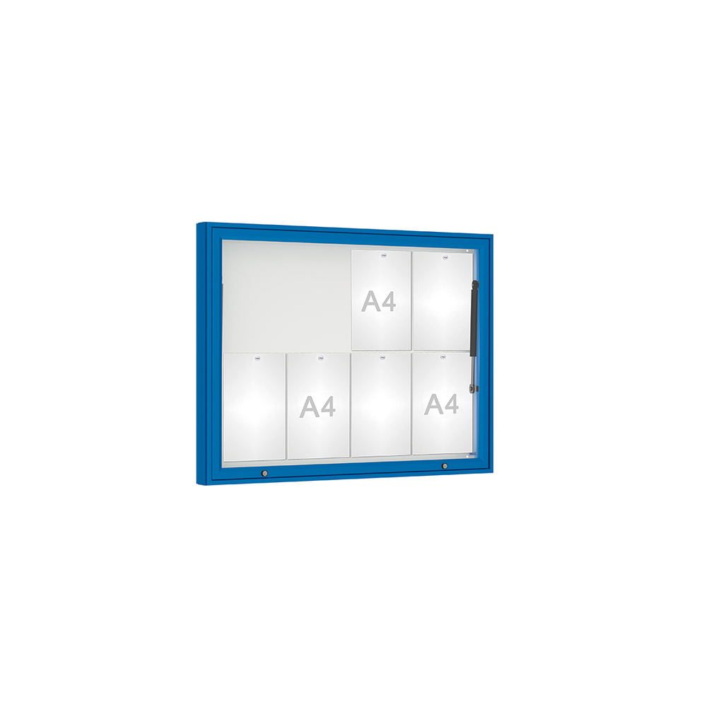Vitrine 1000mm RAL5010 - Verre sécurisé - 8 A4 - 750x1000mm - PROCITY - 407404.5010