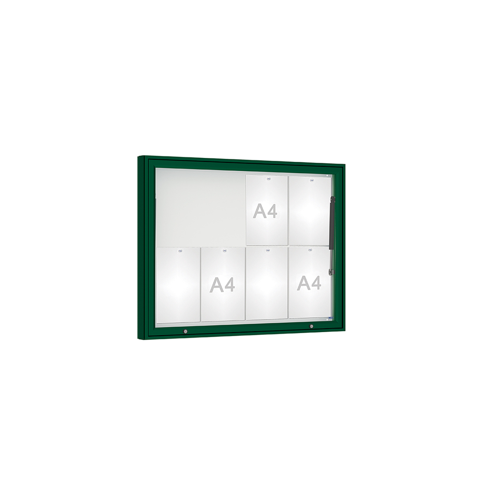 Vitrine 1000mm RAL6005 - Verre sécurisé - 8 A4 - 750x1000mm - PROCITY - 407404.6005