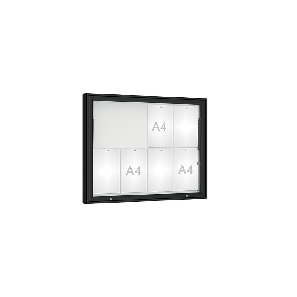 Vitrine 1000mm RAL9005 - Verre sécurisé - 8 A4 - 750x1000mm - PROCITY - 407404.9005