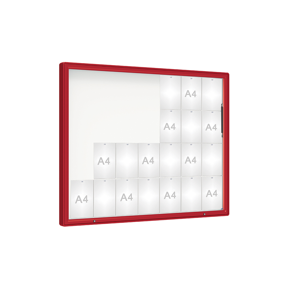 Vitrine 2000mm RAL3004 - Plexichocs - 28 A4 - 1350x1710mm - PROCITY - 410073.3004