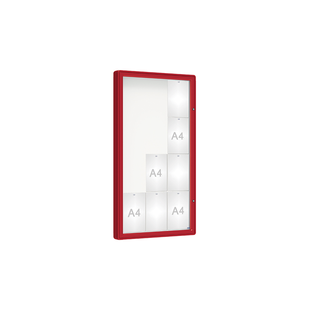 Vitrine 2000mm RAL3004 - Verre sécurisé - 12 A4 - 1350x750mm - PROCITY - 410352.3004