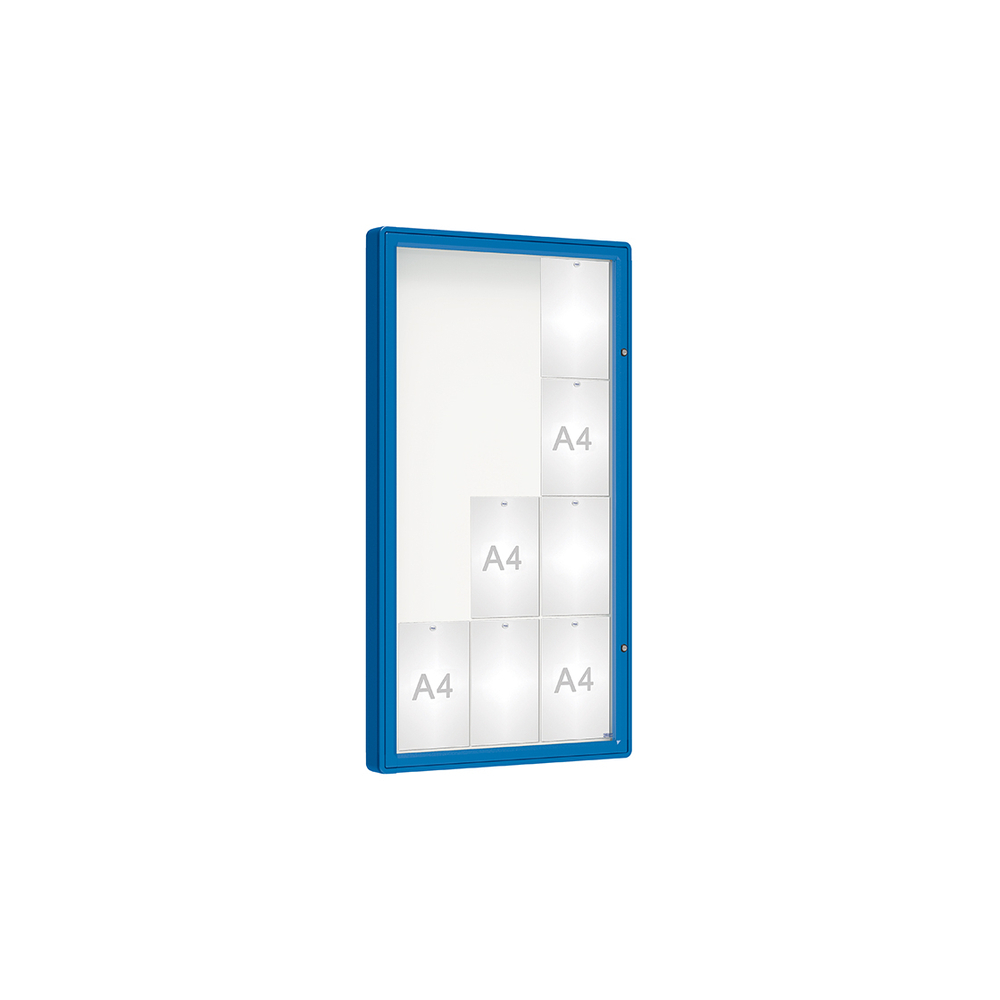 Vitrine 2000mm RAL5010 - Verre sécurisé - 12 A4 - 1350x750mm - PROCITY - 410352.5010