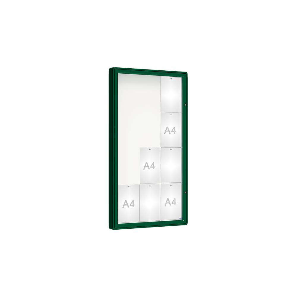 Vitrine 2000mm RAL6005 - Verre sécurisé - 12 A4 - 1350x750mm - PROCITY - 410352.6005