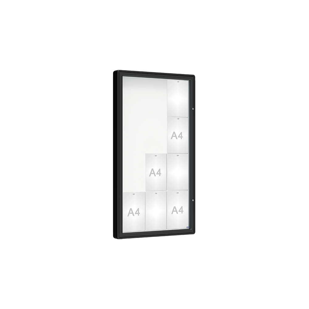 Vitrine 2000mm RAL9005 - Verre sécurisé - 12 A4 - 1350x750mm - PROCITY - 410352.9005