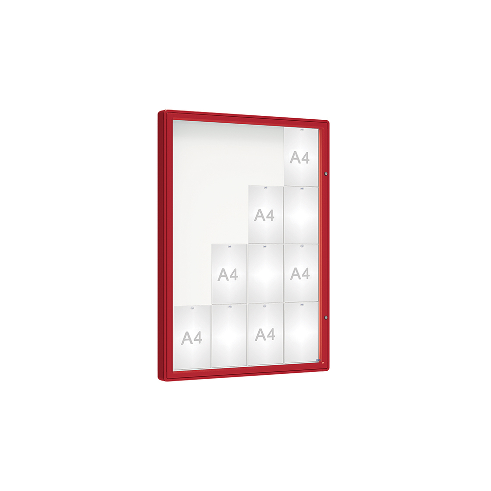 Vitrine 2000mm RAL3004 - Verre sécurisé - 16 A4 - 1350x1000mm - PROCITY - 410353.3004