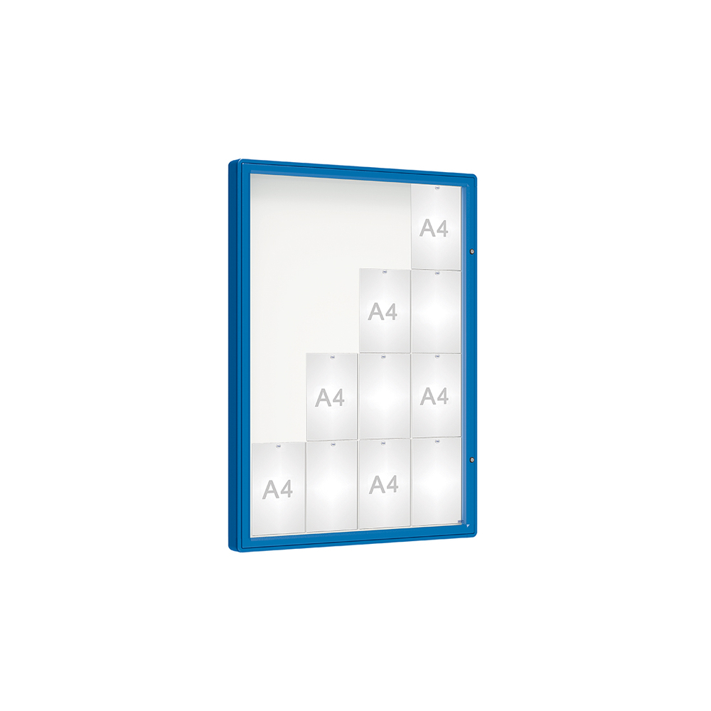Vitrine 2000mm RAL5010 - Verre sécurisé - 16 A4 - 1350x1000mm - PROCITY - 410353.5010