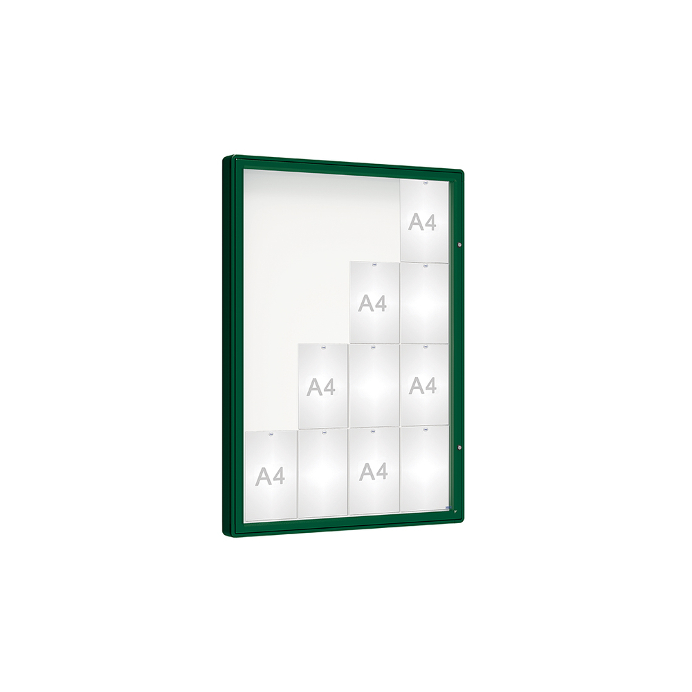 Vitrine 2000mm RAL6005 - Verre sécurisé - 16 A4 - 1350x1000mm - PROCITY - 410353.6005